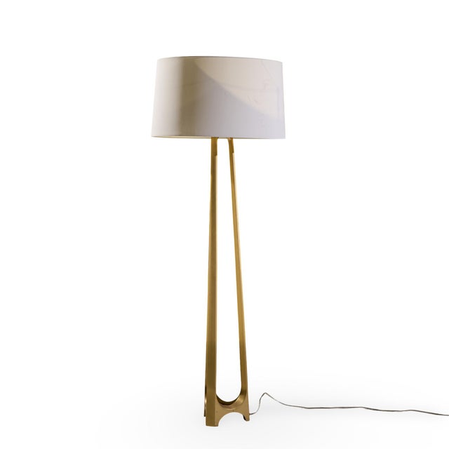 Late 19th Century Thomas Pheasant for Baker Furniture Iron Eye Brass Floor Lamp For Sale - Image 5 of 6