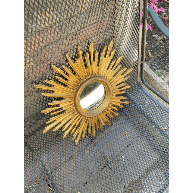 Vintage 1970s French Gilded 13.5" Sunburst Wall Mirror For Sale - Image 16 of 18