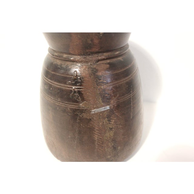 Early 20th Century Primitive Wood Vase With Repair For Sale - Image 5 of 11