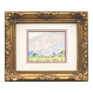 Blue Hills Vintage Watercolor Landscape