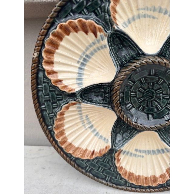 French 19th Century Majolica Oyster Plate Longchamp For Sale - Image 3 of 4