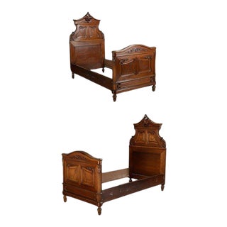 Late 19th Century Renaissance Revival Twin Sized Beds - a Pair For Sale