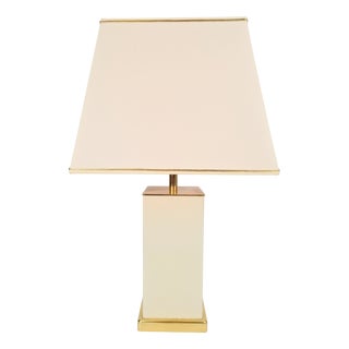 Vintage Brass Cream Table Lamp from Maison Charles, 1970s For Sale