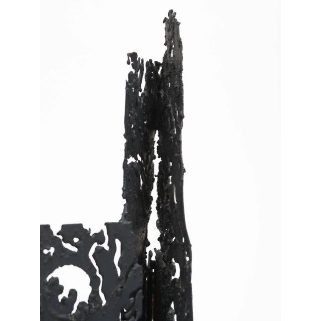 Italian Brutalist Torch Cut Iron Seaweed Sculpture Lamp For Sale In New York - Image 6 of 10