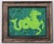 An elegant Sea Horse silhouette from Mythology in shades of army , forest, lime greens with a navy blue border. Abstract ,...