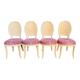 Mid 20th Century Venetian Grotto Style Scallop Shell Back Dining Chairs, Label Italy- Set of 4 For Sale