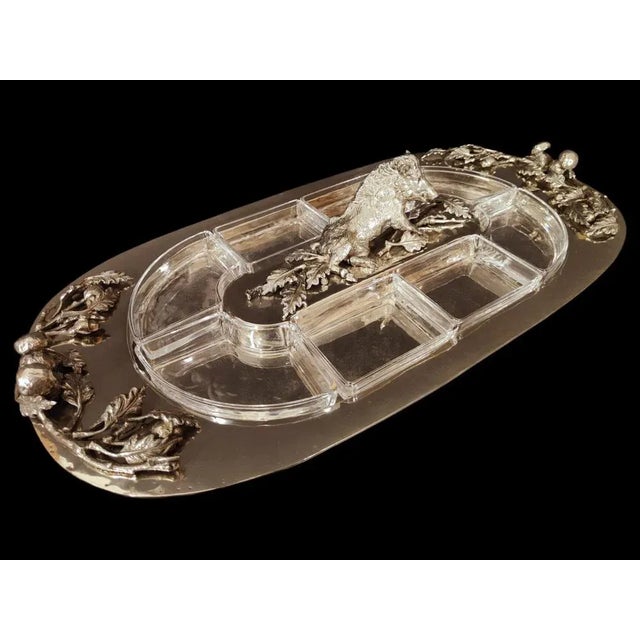 Italian Silver Metal Centerpiece, 1970s For Sale - Image 10 of 12