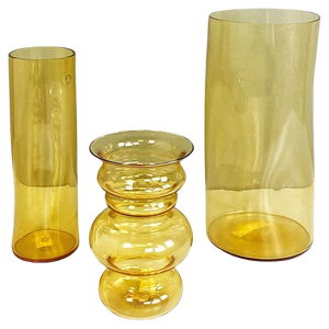 Italian Vases in Yellow Blown Murano Glass by Carlo Nason, 1970s, Set of 3