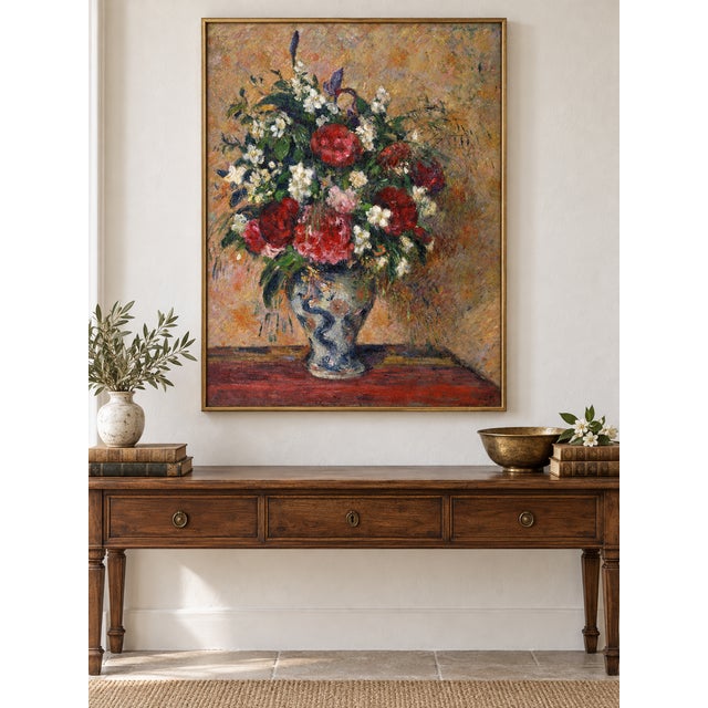 French Vintage French Impressionist Art Print – Red Peonies by Pissarro, 12" X 16" For Sale - Image 3 of 9