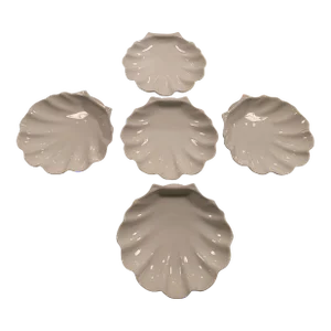 Vintage White Japanese Porcelain Scallop Shell Dishes Set of 5