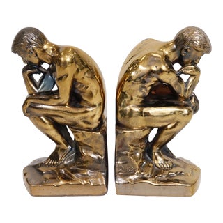 “The Thinkers” Brass Bookends - a Pair For Sale