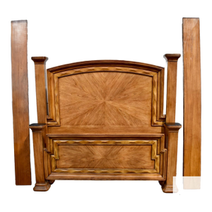 Vtg. Queen Size Wood Tuscan Style Complete Bed W/Rails