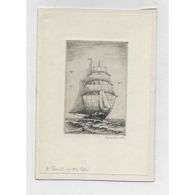 1920s Stanley Harrod (1881-1954) "A Casual if the Sea" pencil signed ship etching on paper. A separate sheet includes a...