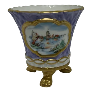 Three Footed Mini Compote in the Style of Chamberlain Worcester Porcelain