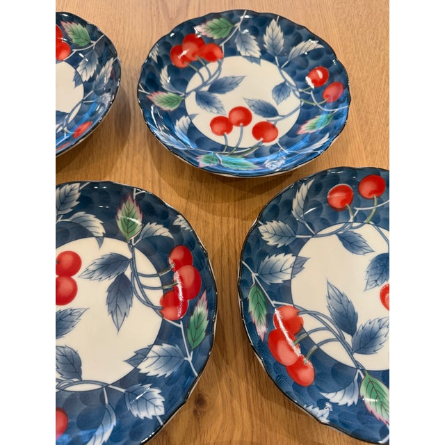 Red Late 20th Century Set of 10 Vintage Salad/Dessert Plates Featuring a Red Cherry Pattern For Sale - Image 8 of 9