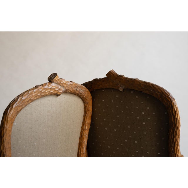 Early 20th Century Pair Walnut French Louis XV Style Faux Bois Chairs For Sale - Image 13 of 13