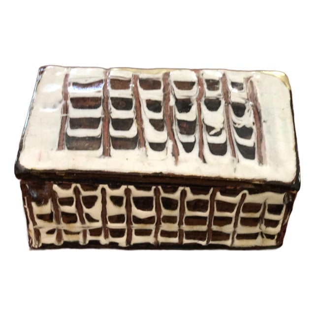 1960s Handmade Ceramic Box With Kintsugi For Sale