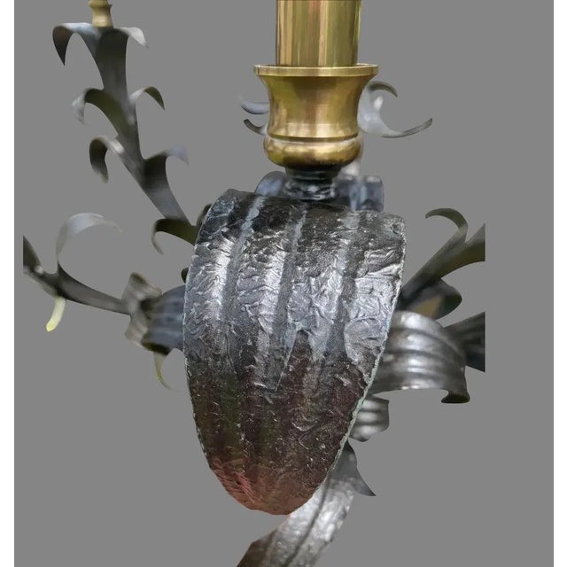 Hand Crafted Scroll Leaf Chandelier For Sale In Greenville, SC - Image 6 of 7