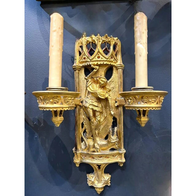 Gothic Late 19th Century Caldwell Gothic St Michael Motif Sconces - a Pair For Sale - Image 3 of 9