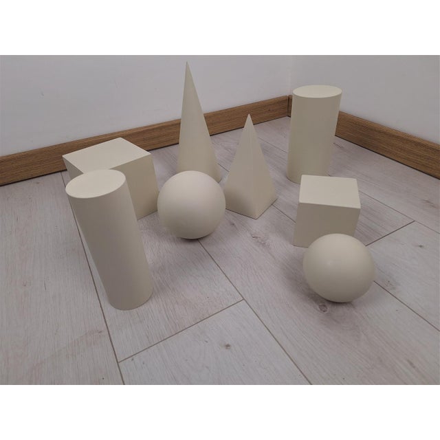 1990s Wooden Geometric-Shape Ornaments in Ivory Lacquer from Molteni, 1990s, Set of 8 For Sale - Image 5 of 16
