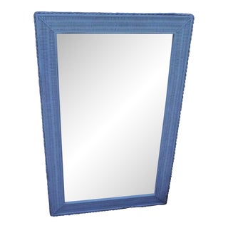 Late 20th Century Large White Lexington Wicker Wall Mirror Usa Made For Sale