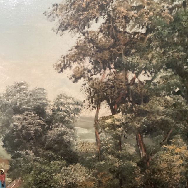 Dark Green Vintage Oil Painting of Landscape Rural Scene Artist Signed Framed For Sale - Image 8 of 12