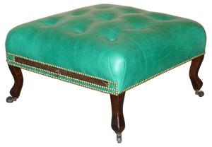Georgian Chesterfield Leather Footstool with Slip Serving Tray, 1760s