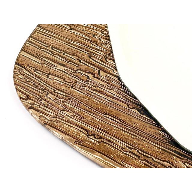 Mid-Century Modern Bronze Gold Scalloped Textured Wall Mirror from Cristal Arte, Italy, 1960s For Sale - Image 3 of 18
