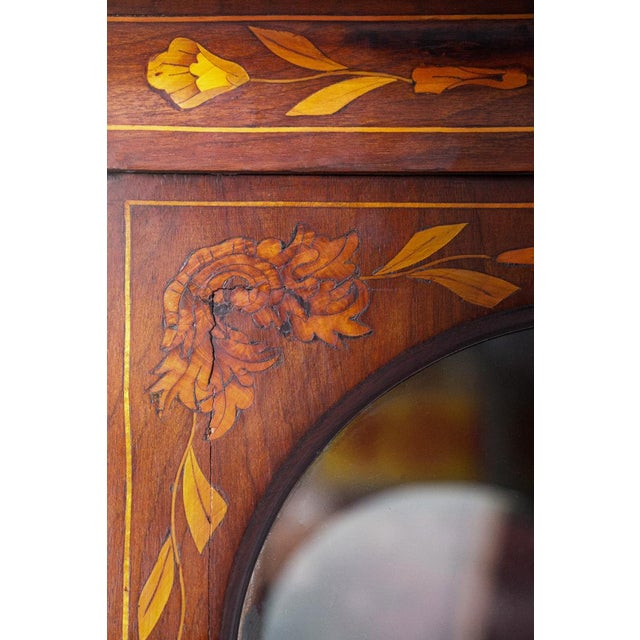 Small Antique Dutch Floral Marquetry Vitrine Cupboard For Sale - Image 13 of 14