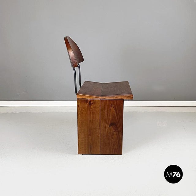 Italian Modern Dining Room Table, Chairs & Bench in Wood, 1980s, Set of 5 For Sale - Image 10 of 18