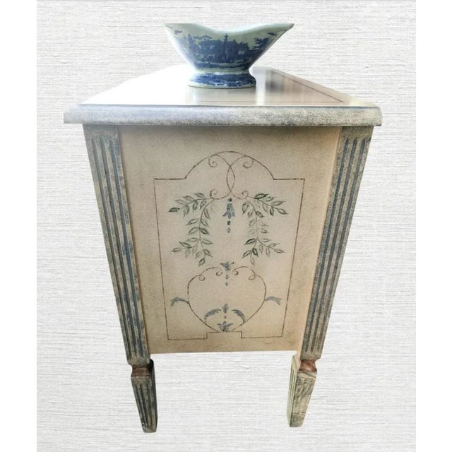 Vintage Neoclassical Louis XVI Style Hand Painted 2 Drawer Commode Chest of Drawers For Sale In West Palm - Image 6 of 14
