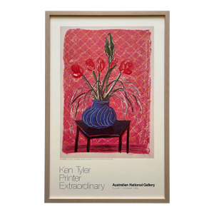 David Hockney Vintage 1985 Pop Art Lithograph Print Framed Exhibition Poster " Amaryllis in Vase " 1984