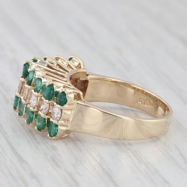 Green 1.68ctw Emerald Diamond 14k Yellow Gold Pyramid Ring Size 6.75 For Sale - Image 8 of 8