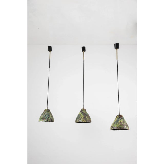 Vintage Ceramic Pendant Lamps, 1950s, Set of 3 For Sale - Image 9 of 9