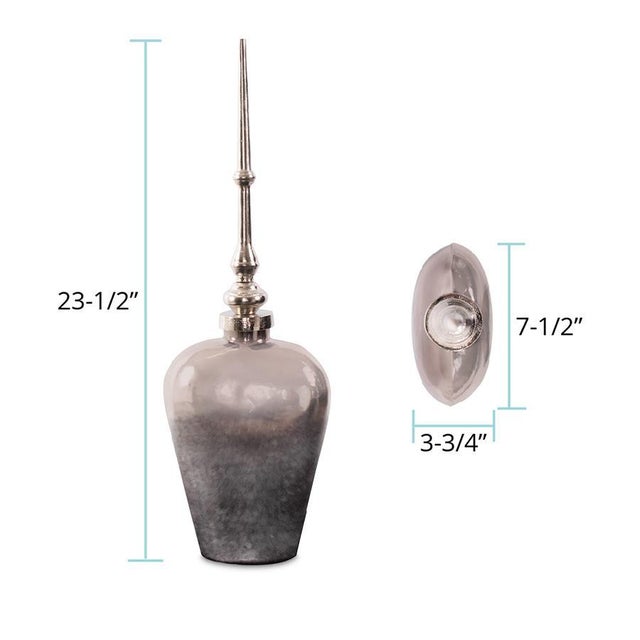Venetia Ebony Glass Bottle with Aluminium Spired Lid - Short For Sale - Image 10 of 11