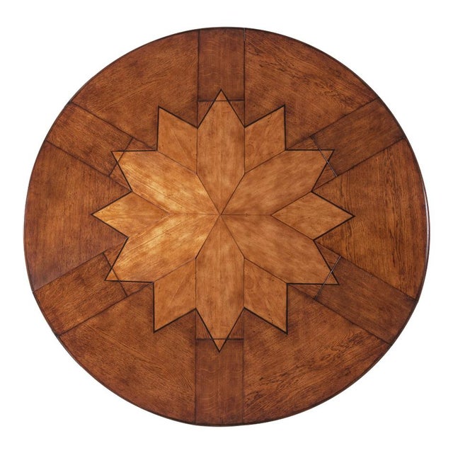 Round Expandable Jupe Dining Table With Self-Storing Leaves, Walnut, Arts & Crafts For Sale - Image 4 of 12