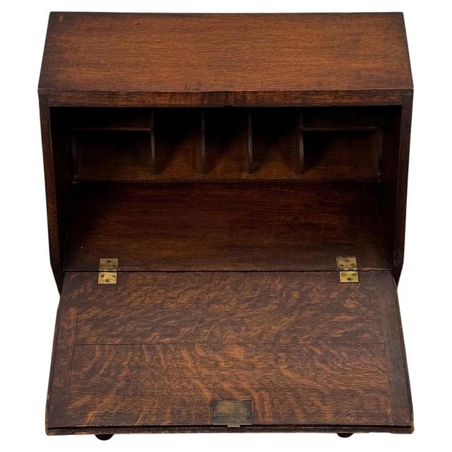 2000 - 2009 Antique Early 20th Century English Jacobean Oak Bureau For Sale - Image 5 of 14