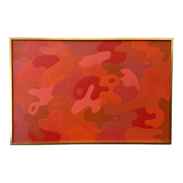 Orange Abstract Acrylic Painting by Stanley Donald Tschopp For Sale