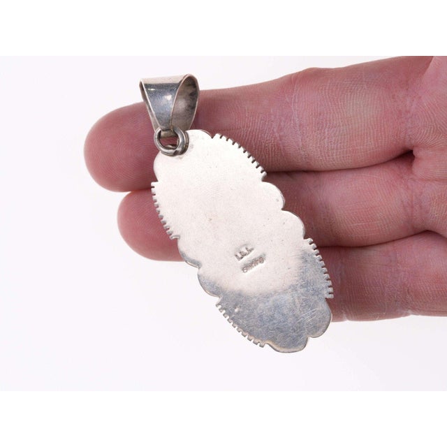 Large Native American Sterling Multi-stone channel inlay pendant For Sale - Image 4 of 4