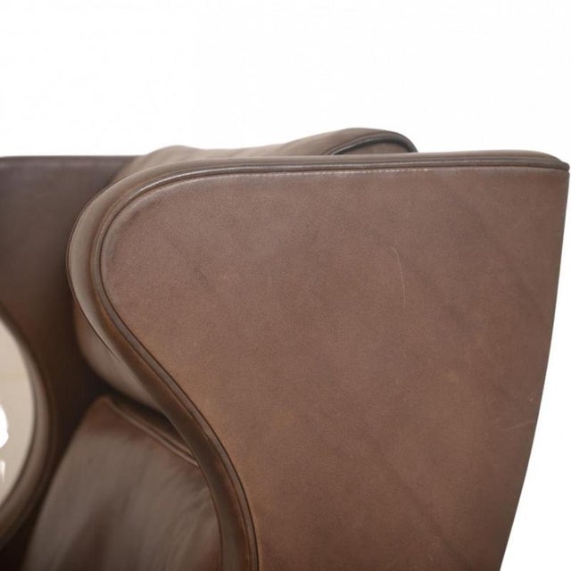 Set of 2204 Wing Chair and Ottoman in Brown Anilin Leather by Børge Mogensen, 2003 For Sale - Image 14 of 18