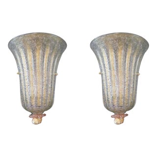 1960s Golden Shield Sconces, a Pair For Sale