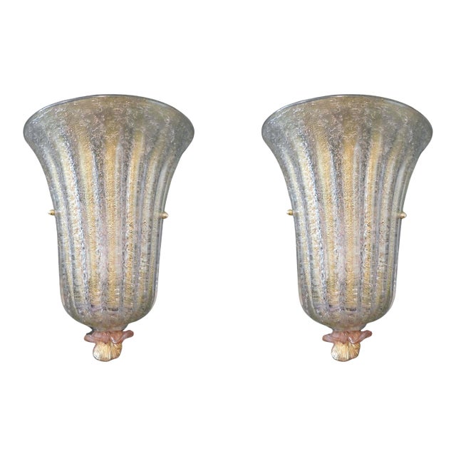 1960s Golden Shield Sconces, a Pair For Sale