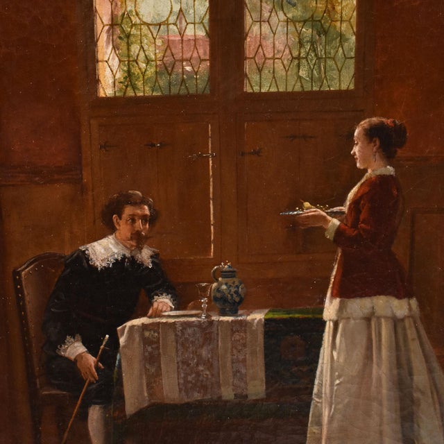 Frans Moormans, Gentleman and Lady in Interior Scene, 1800s, Oil on Canvas, Framed For Sale - Image 7 of 12