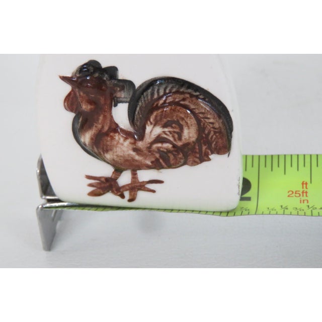 White Mid 20th Century Iron Shaped Salt and Pepper Shaker 2 Pair With Rooster Motif For Sale - Image 8 of 13