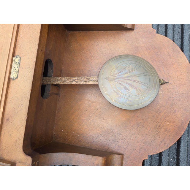 Brown Antique Franzl Junghahnel Leipzig Germany Wall Clock Chimes For Sale - Image 8 of 18