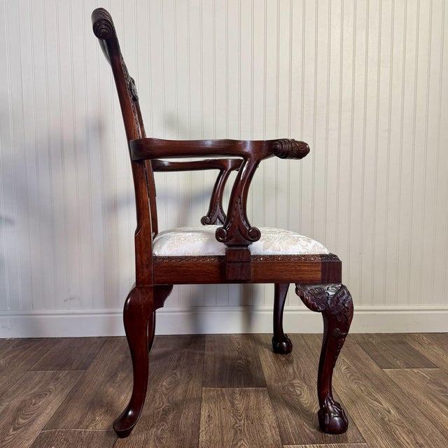 Vintage Irish Chippendale Revival Carved Mahogany Armchair For Sale - Image 12 of 15