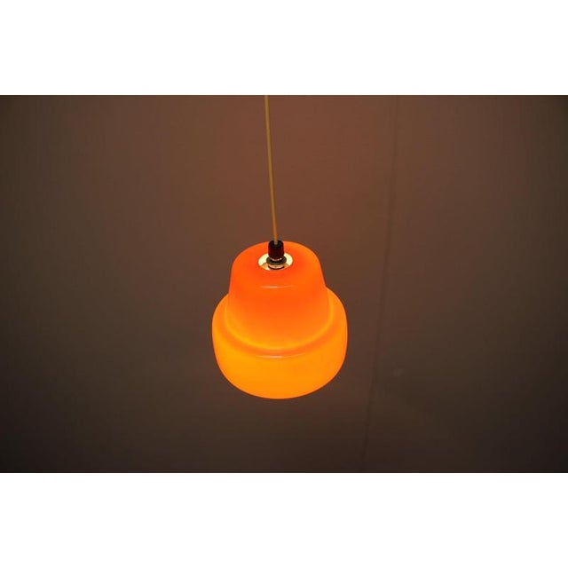 Gold Vintage Orange Glass Pendant Lamp, Czechoslovakia, 1970 For Sale - Image 8 of 9