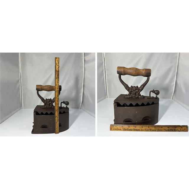 Antique Cast Iron Charcoal Iron: Grotesque Devil Head, 19th Century For Sale - Image 10 of 10