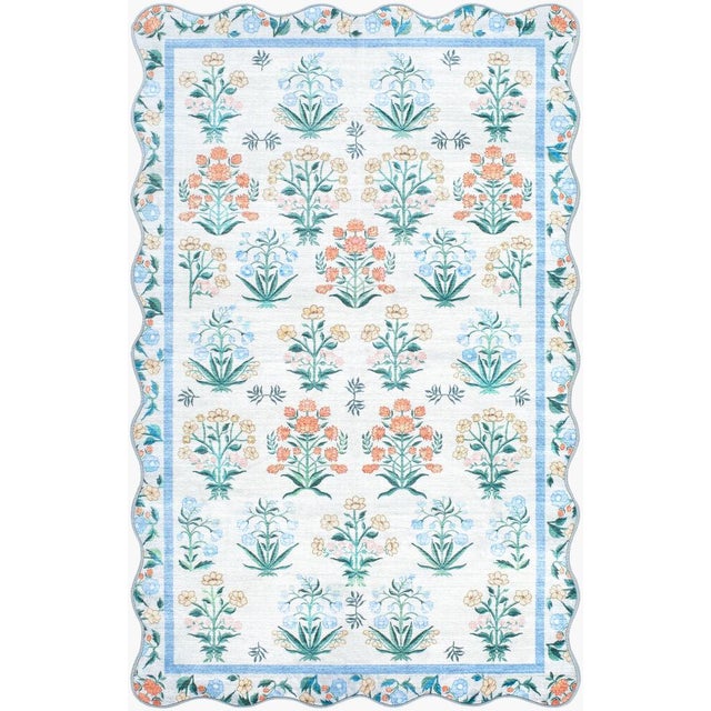Lavable Machine Woven Rug Blue 4x6 For Sale - Image 4 of 4