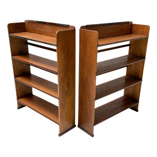 Vintage Art Deco Open Bookcases by P.E.L. Izeren for De Genneper Molen, 1920s, Set of 2 For Sale